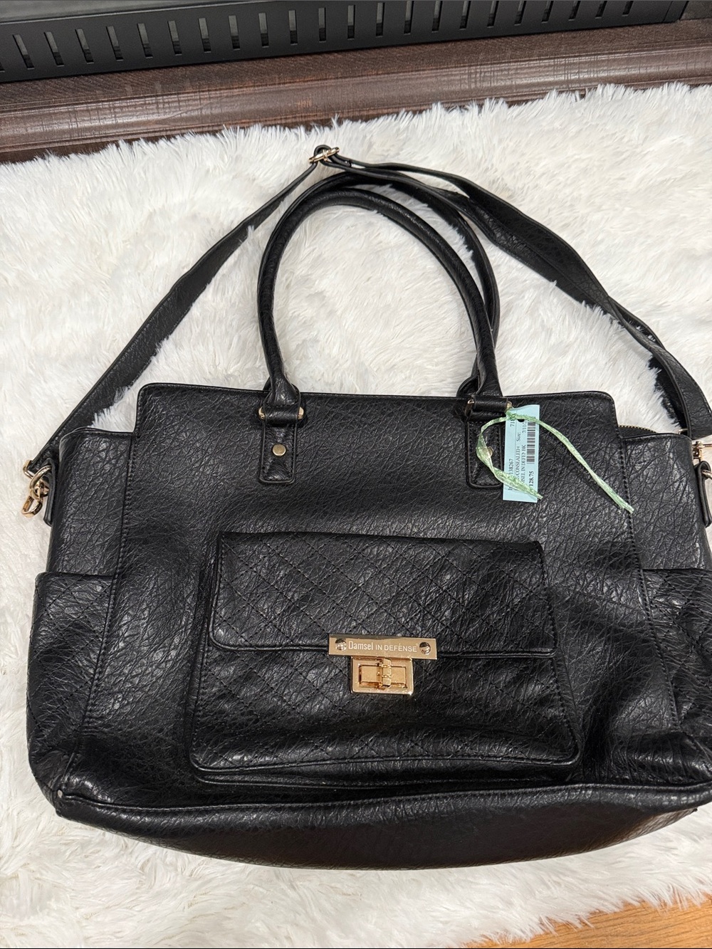 Black Women’s Satchel Bag with Front Pocket -concealed carry bag